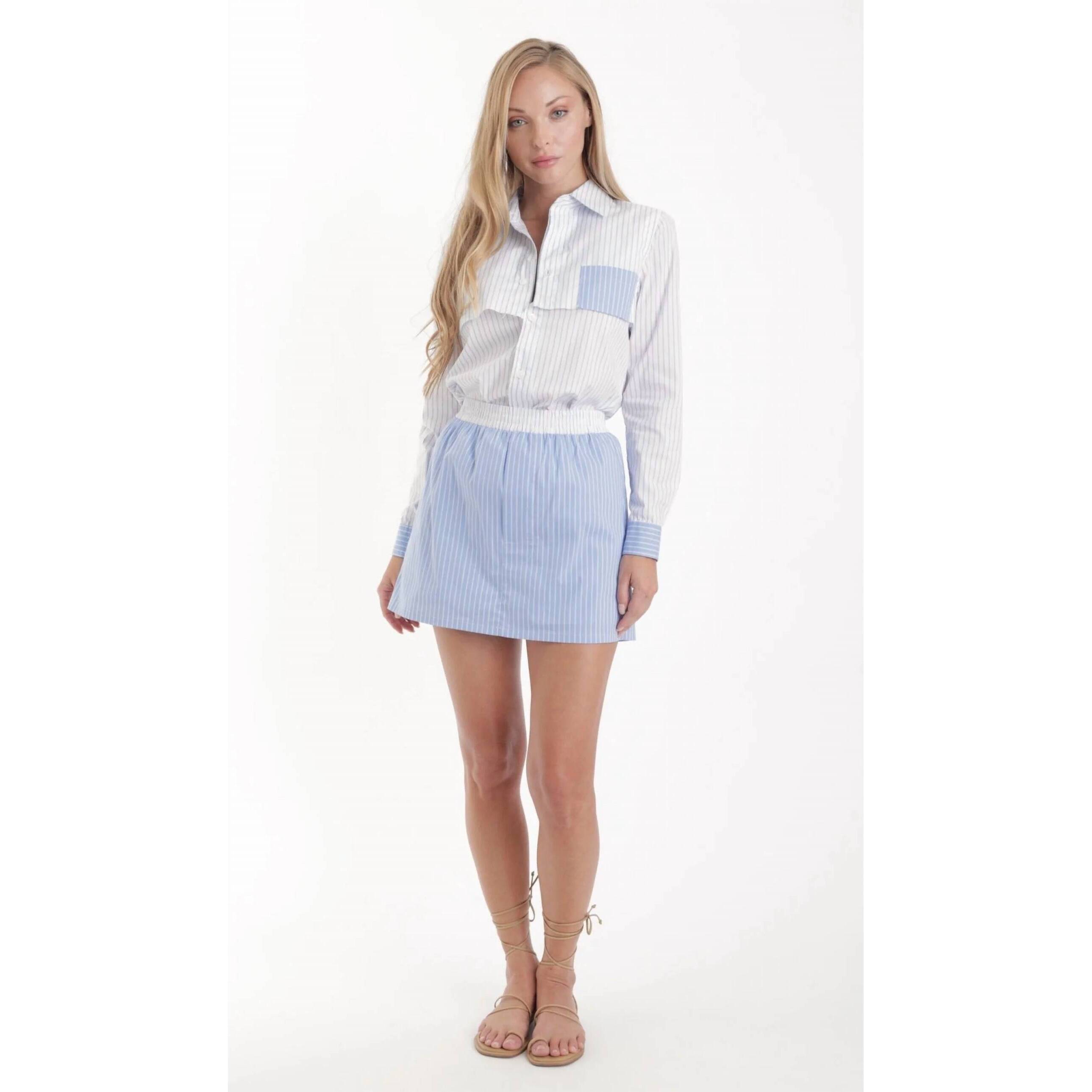New Karina Grimaldi Auri Long Sleeve Shirt In Blue Combo Stripe